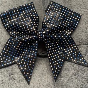 Black cheer bow with rhinestones